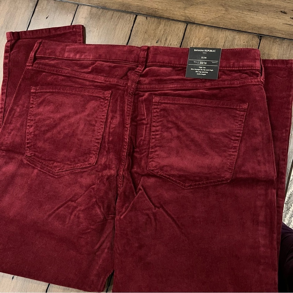 Banana Republic High Rise Burgundy Slim Corduroy Pant  size 33/16 It#L17‎ - Picture 5 of 9
